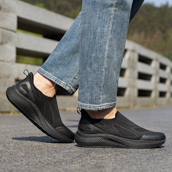 [ALLSWIFIT PACE] Men's Breathable Slip-On Sneakers - ALL BLACK - 7